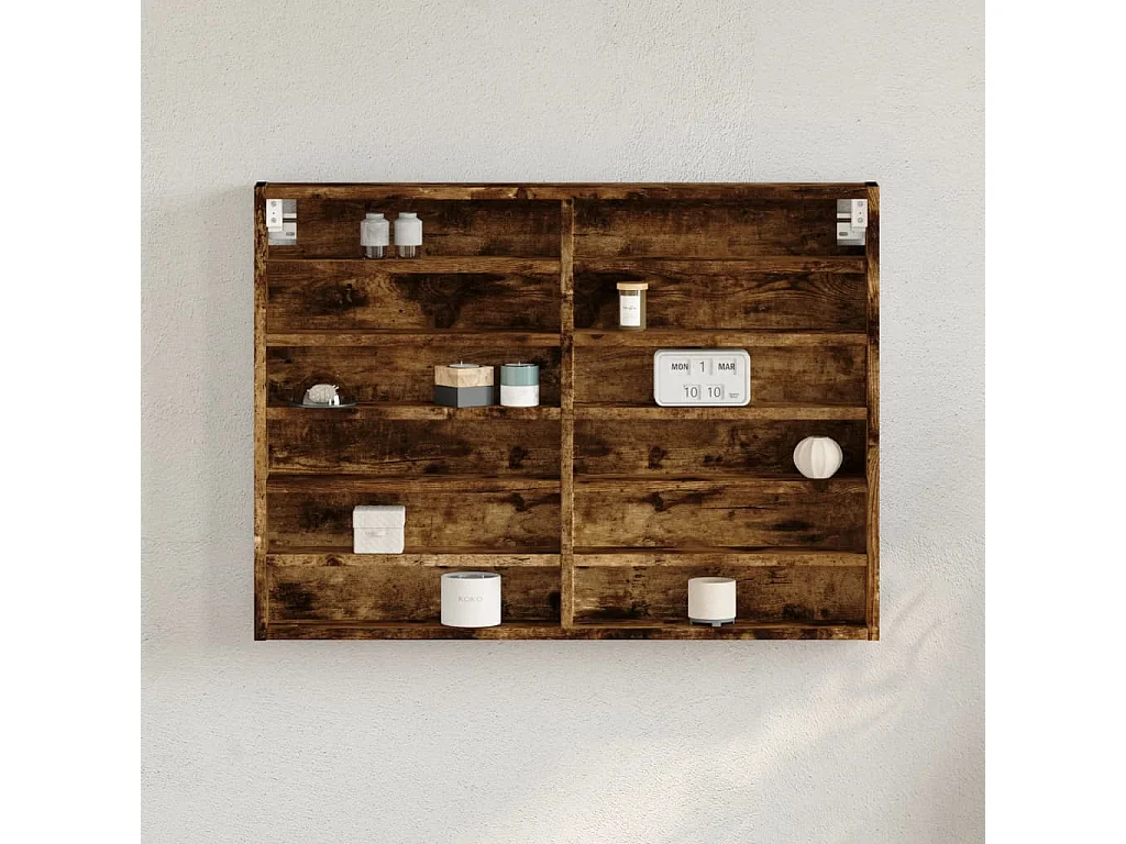 Armário vitrine 80x8,5x58 cm derivados madeira carvalho fumado