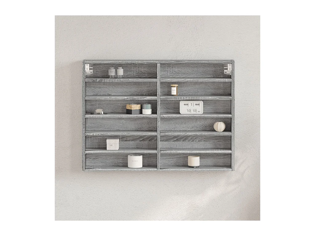 Armoire à vitrine sonoma gris 80x8,5x58 cm bois d'ingénierie