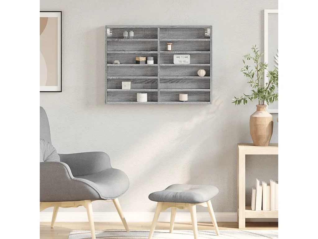 Vitrinenschrank Grau Sonoma 80x8,5x58 cm Holzwerkstoff