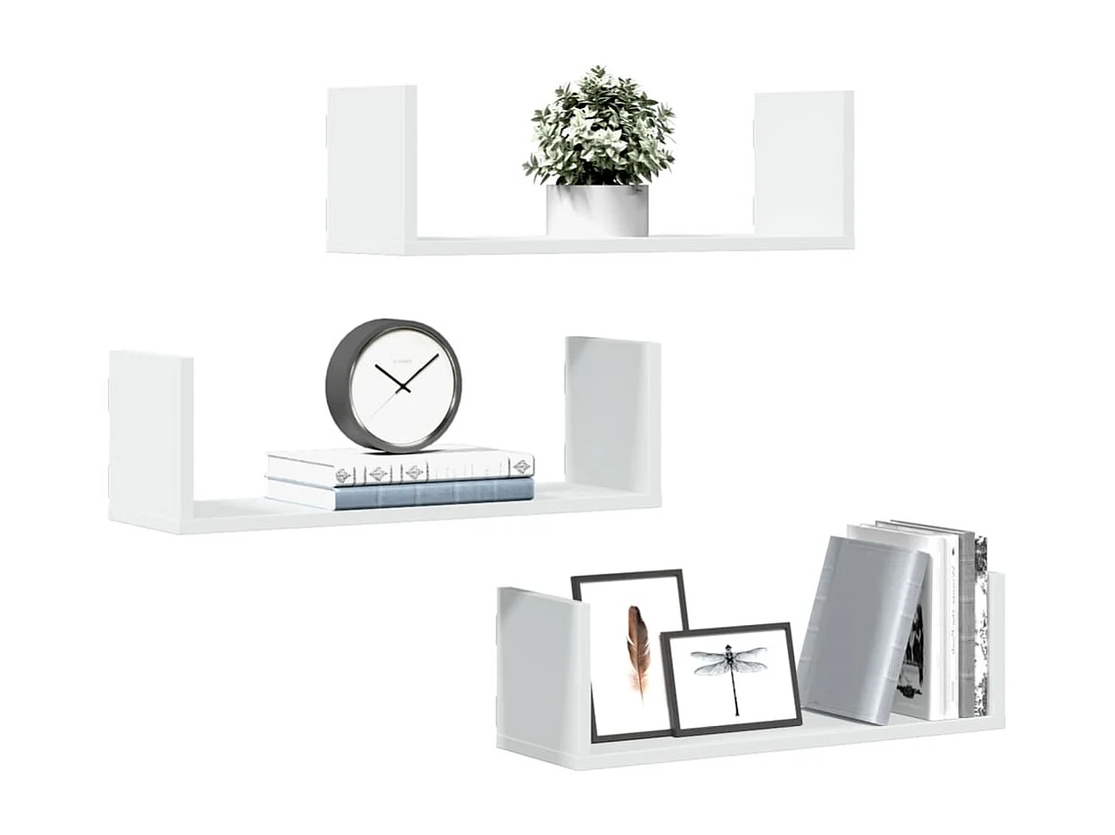 Estantes de pared 2 uds madera ingeniería blanca 58x18x18 cm