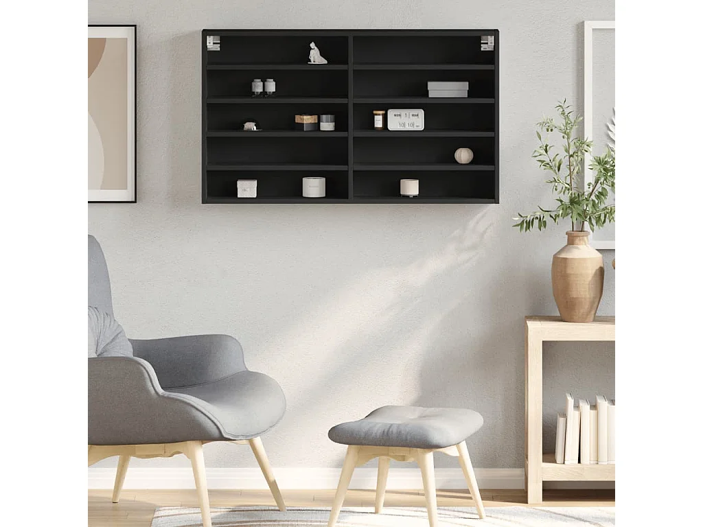 Armoire à vitrine noir 100x15x58 cm bois d'ingénierie