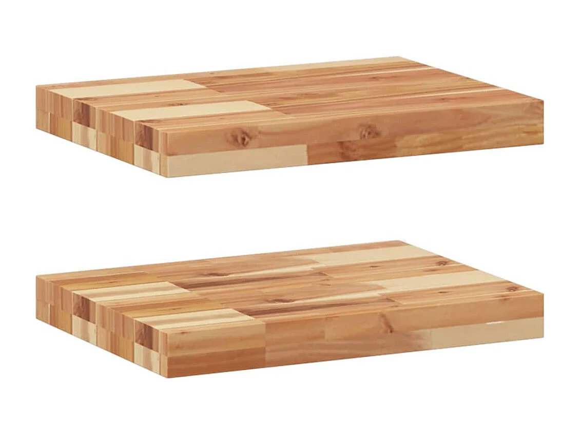 Schweberegale 2 Stk. 60x30x4 cm Massivholz Akazie Ölbehandelt