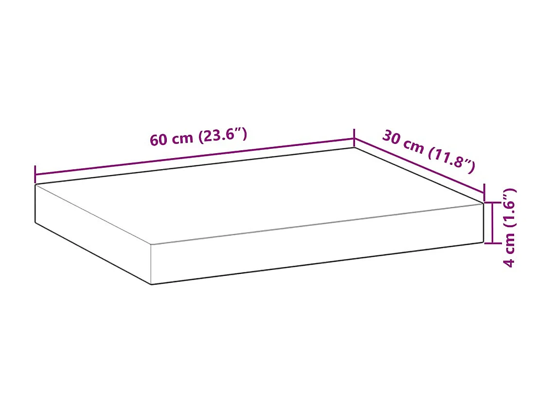Schweberegale 2 Stk. 60x30x4 cm Massivholz Akazie Ölbehandelt