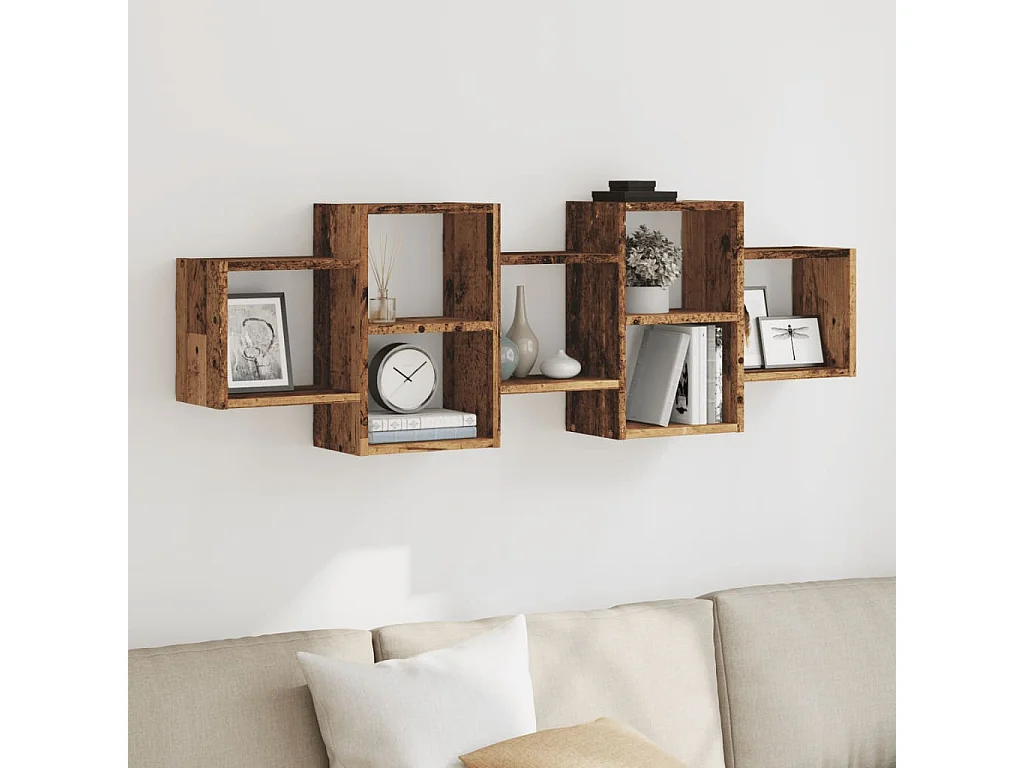 Étagère murale vieux bois 129x18x42 cm bois d'ingénierie
