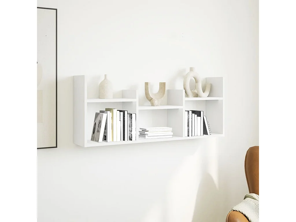 Wandkast 100x18x40 cm bewerkt hout wit