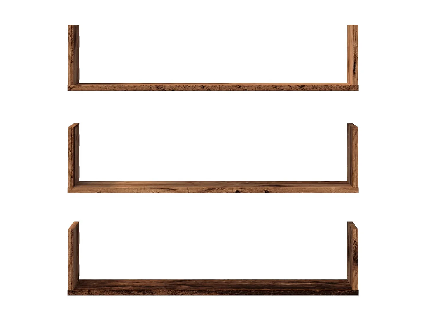 Étagères murales 3 pcs vieux bois 80x18x18 cm bois d'ingénierie
