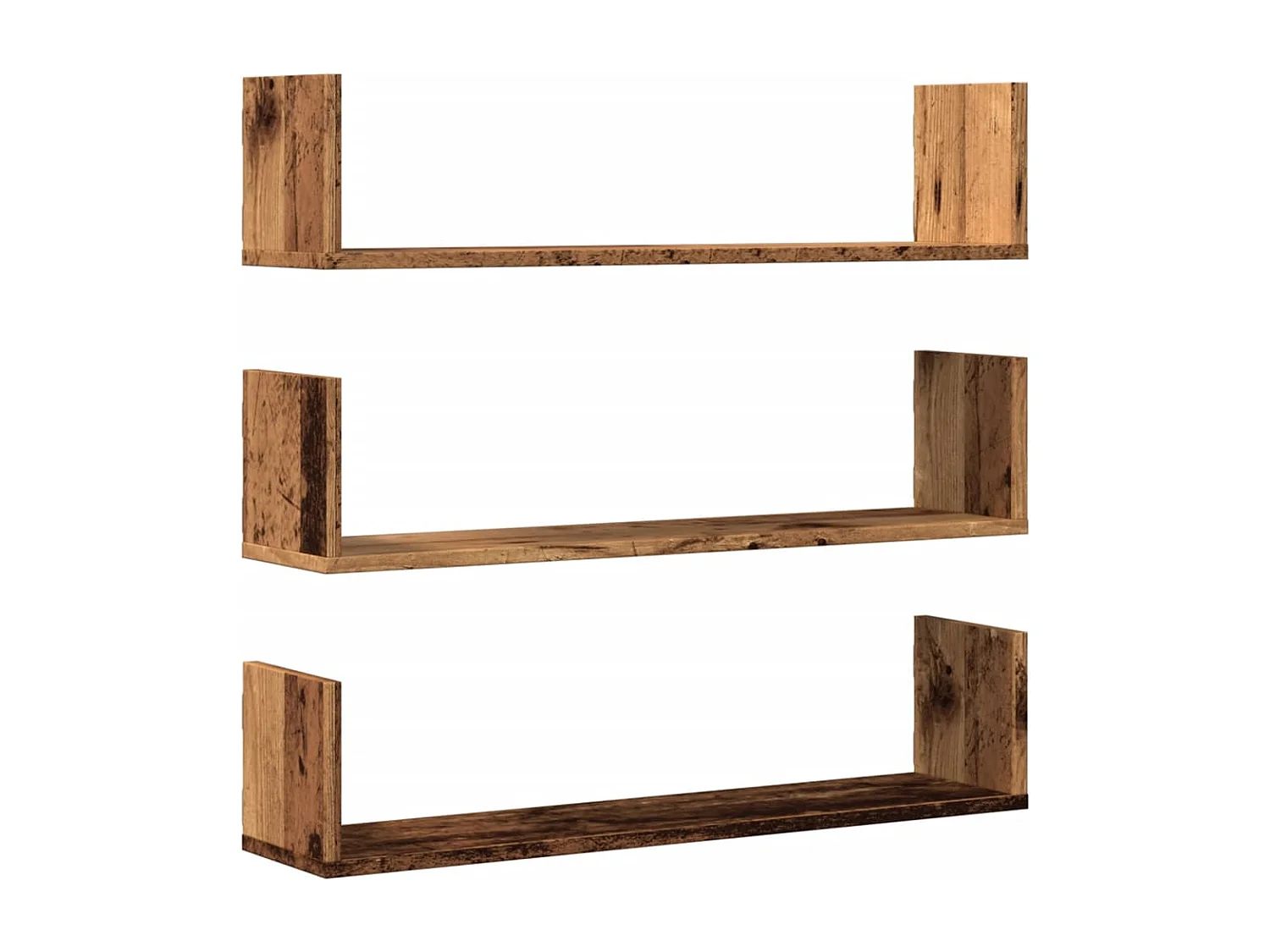 Étagères murales 3 pcs vieux bois 80x18x18 cm bois d'ingénierie