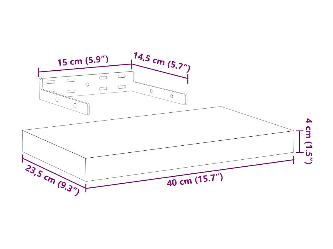 Étagères flottantes 2 pcs 40x23,5x4 cm bois d'ingénierie