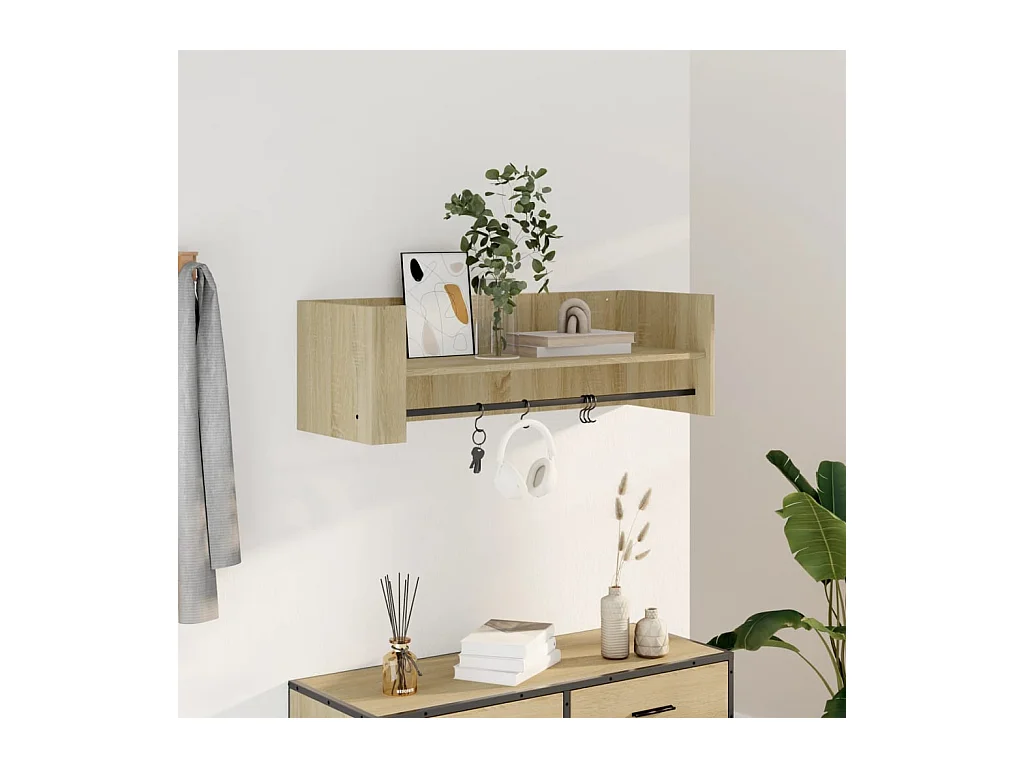 Scaffale a Parete Rovere Sonoma 100x35x30,5cm Legno Multistrato