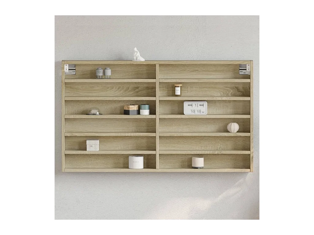 Vitrinekast 100x8,5x58 cm bewerkt hout sonoma eikenkleurig