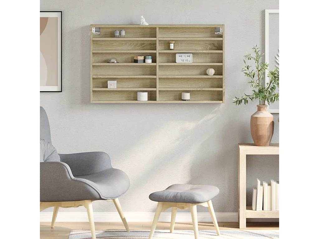 Armadietto Vetrina Rovere Sonoma 100x8,5x58cm Legno Multistrato