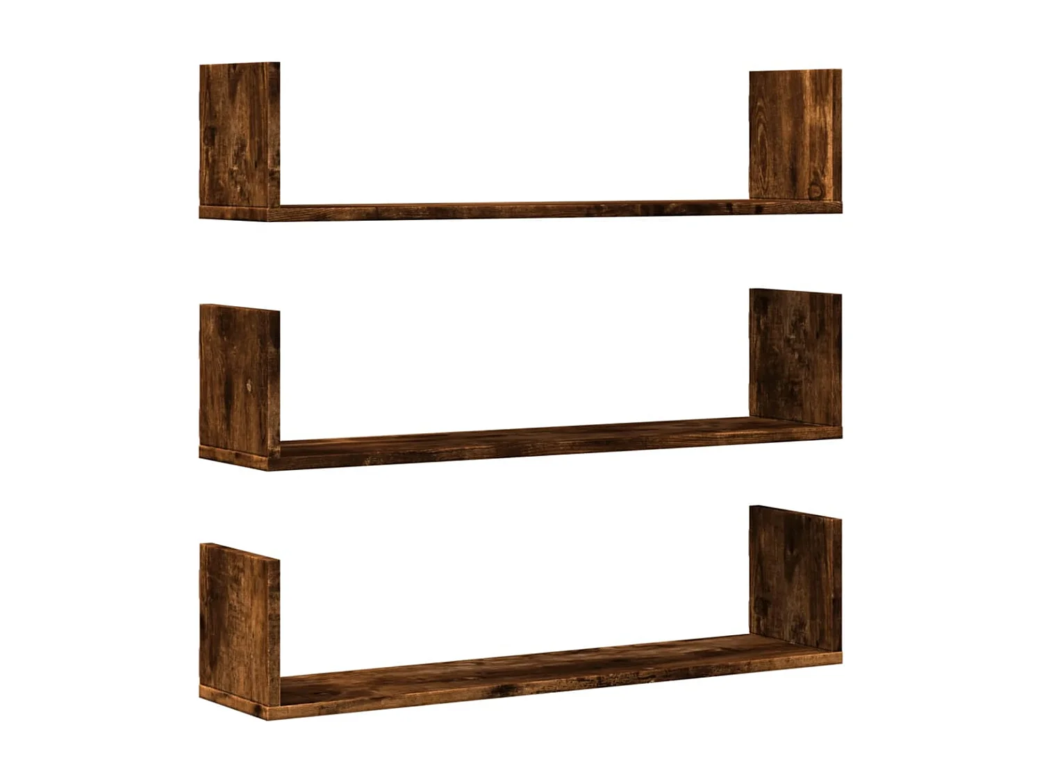 Étagères murales 3 pcs chêne fumé 80x18x18 cm bois d'ingénierie