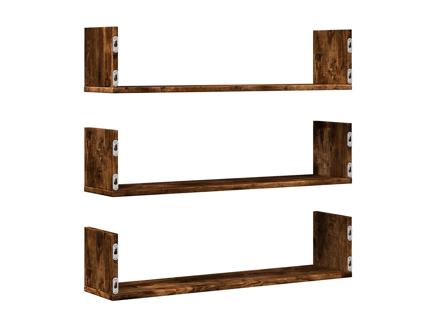 Étagères murales 3 pcs chêne fumé 80x18x18 cm bois d'ingénierie
