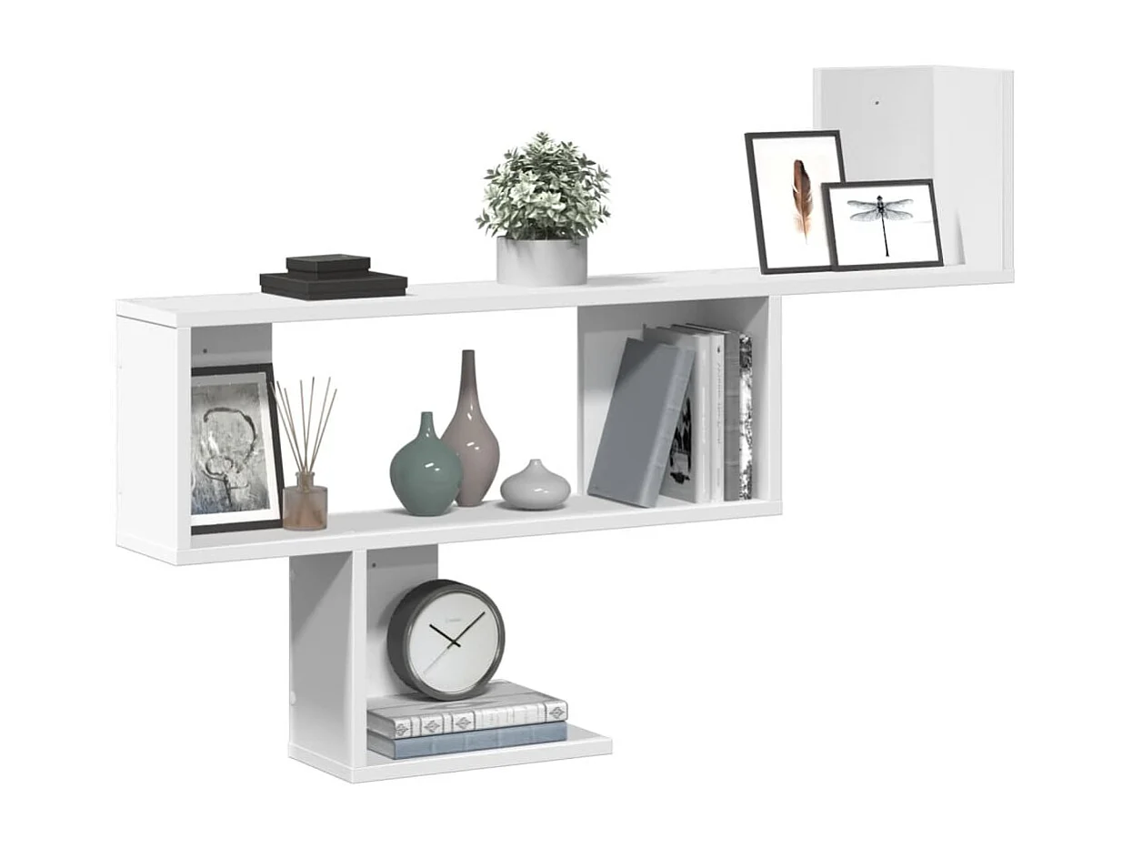 Wandschap 100x15x70 cm bewerkt hout wit