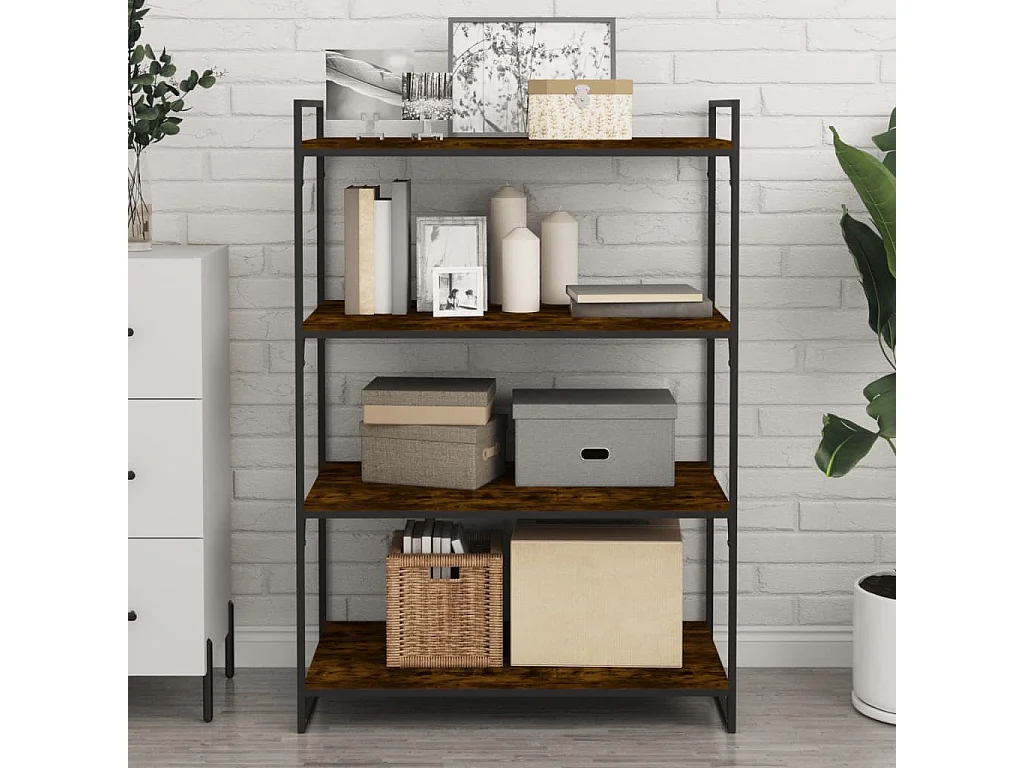 Mensole Parete 4pz Rovere Fumo 80x40x1,5 cm Legno Multistrato