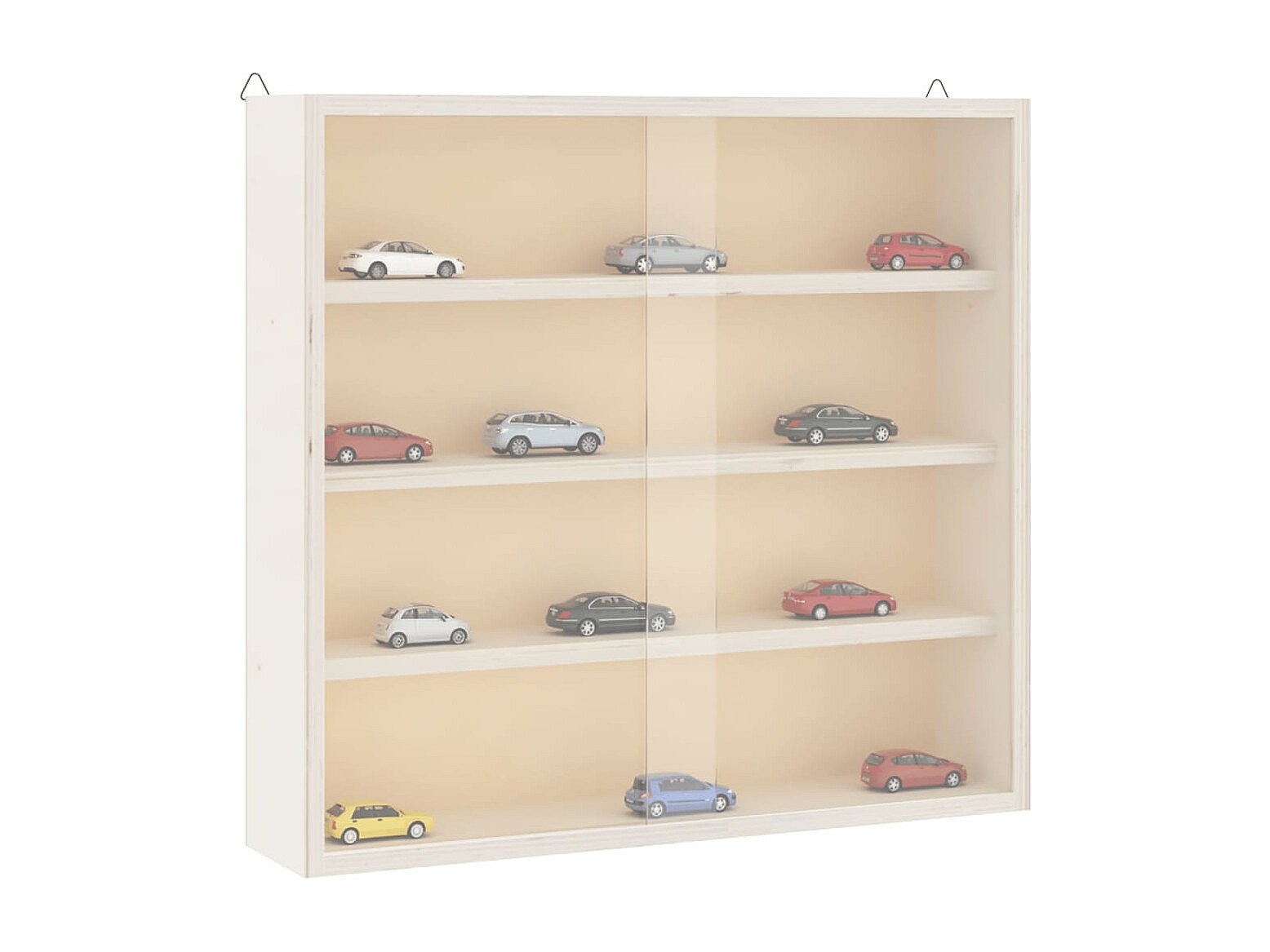 Vitrine Murale Avec Portes 80x8,5x37 Cm – 4 étagères, Contreplaqué, Porte En PET Transparent, Charge Max 20 Kg - 10