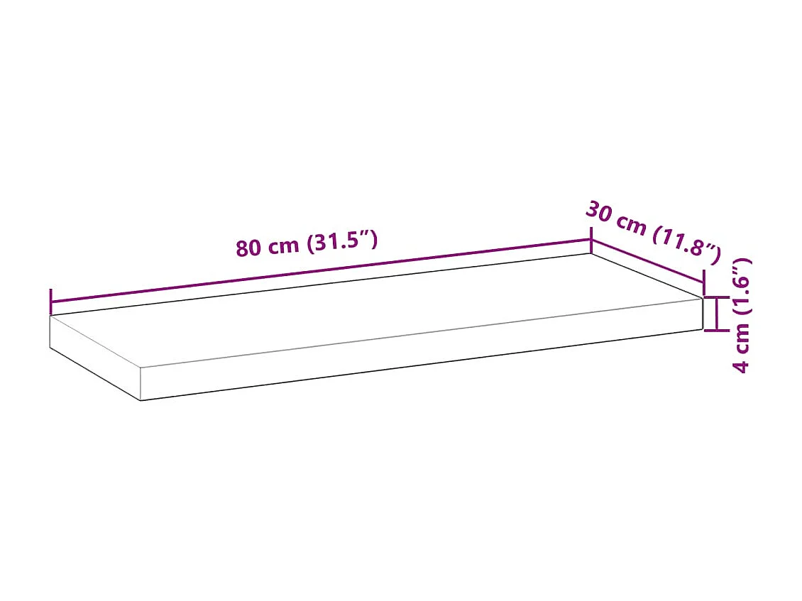 Étagères flottantes 3 pcs 80x30x4 cm acacia massif non traité