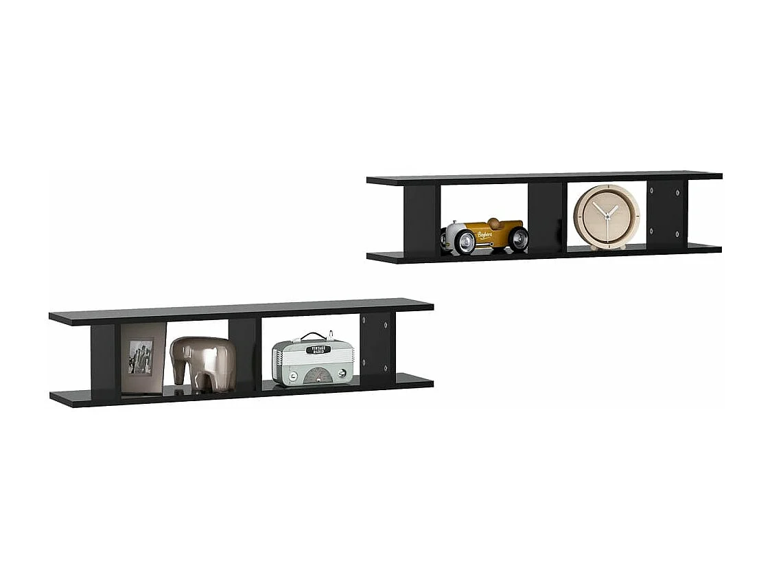 Estantes de parede 2 pcs 90x18x20 cm contraplacado preto