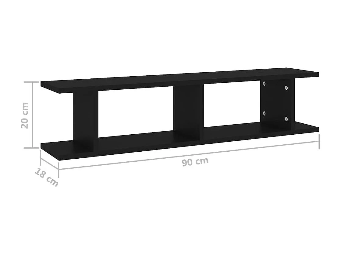 Estantes de parede 2 pcs 90x18x20 cm contraplacado preto