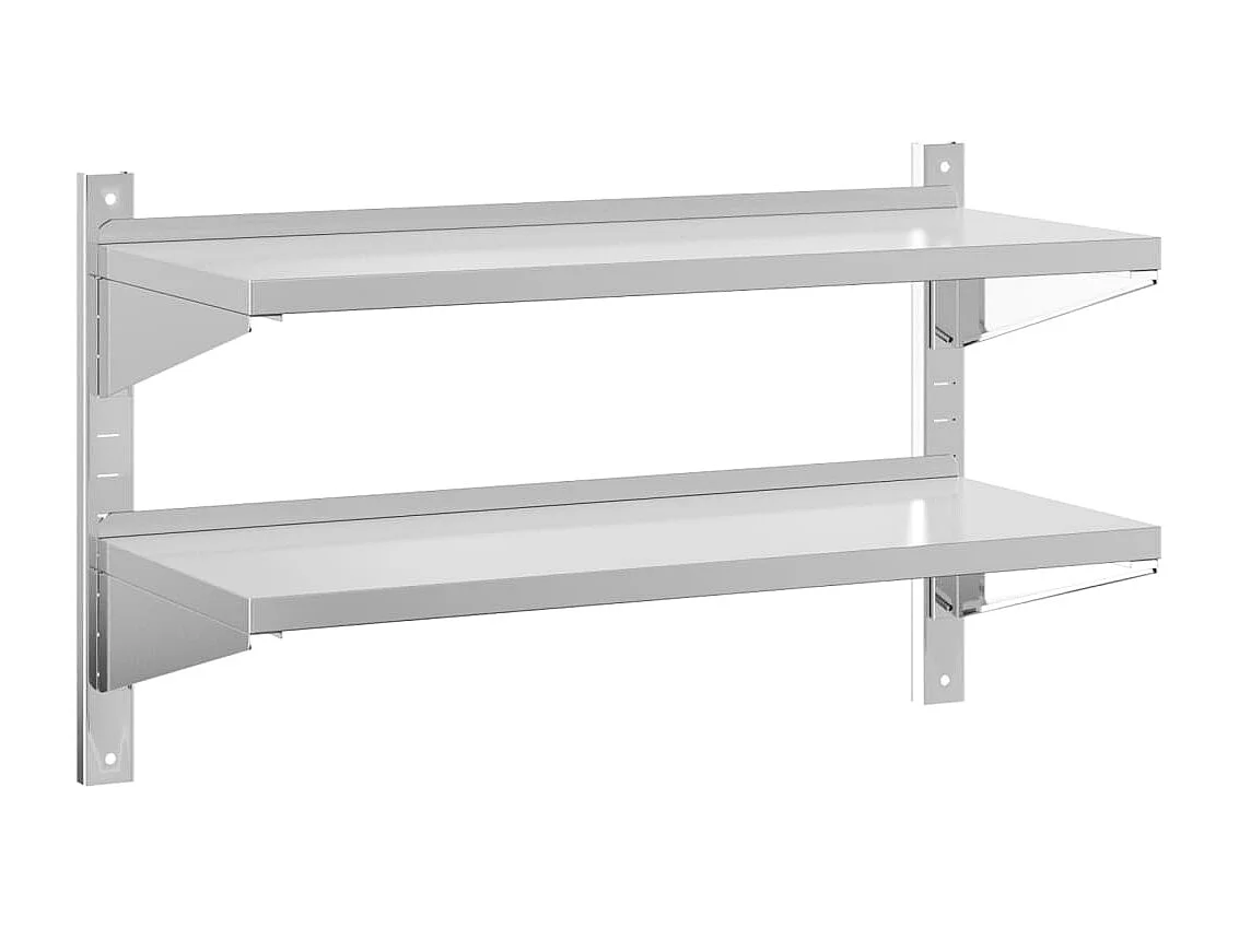 Étagère murale à 2 niveaux 100x40x60cm argenté acier inoxydable