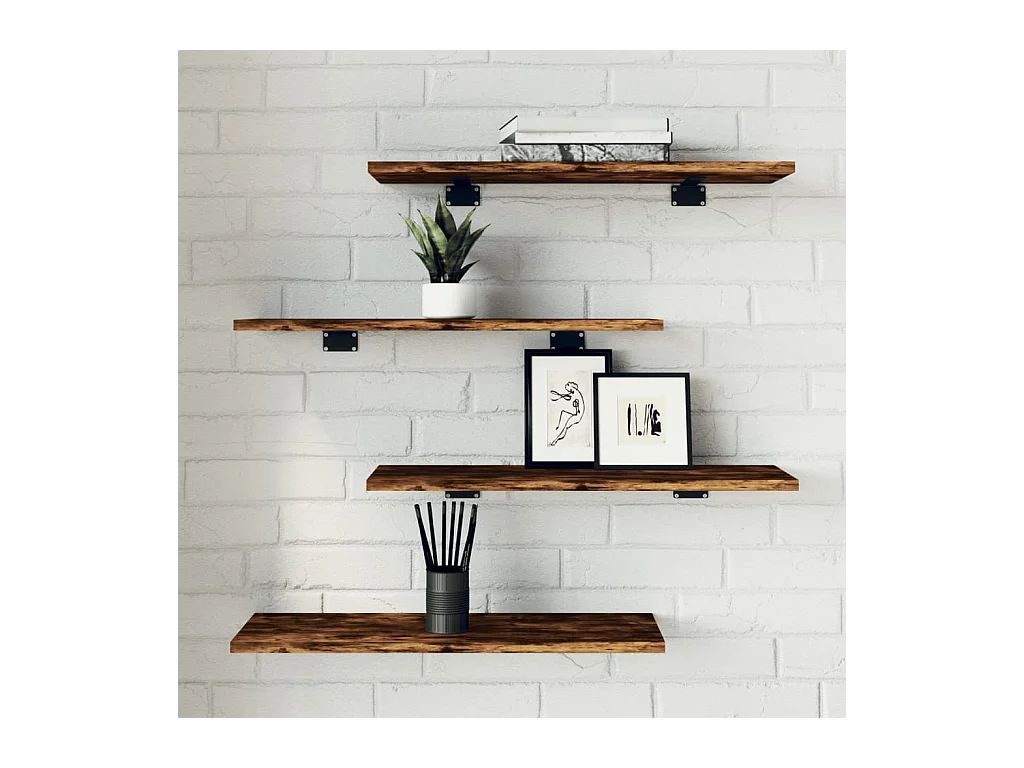 Étagères murales 4 pcs chêne fumé 60x20x1,5cm bois d'ingénierie