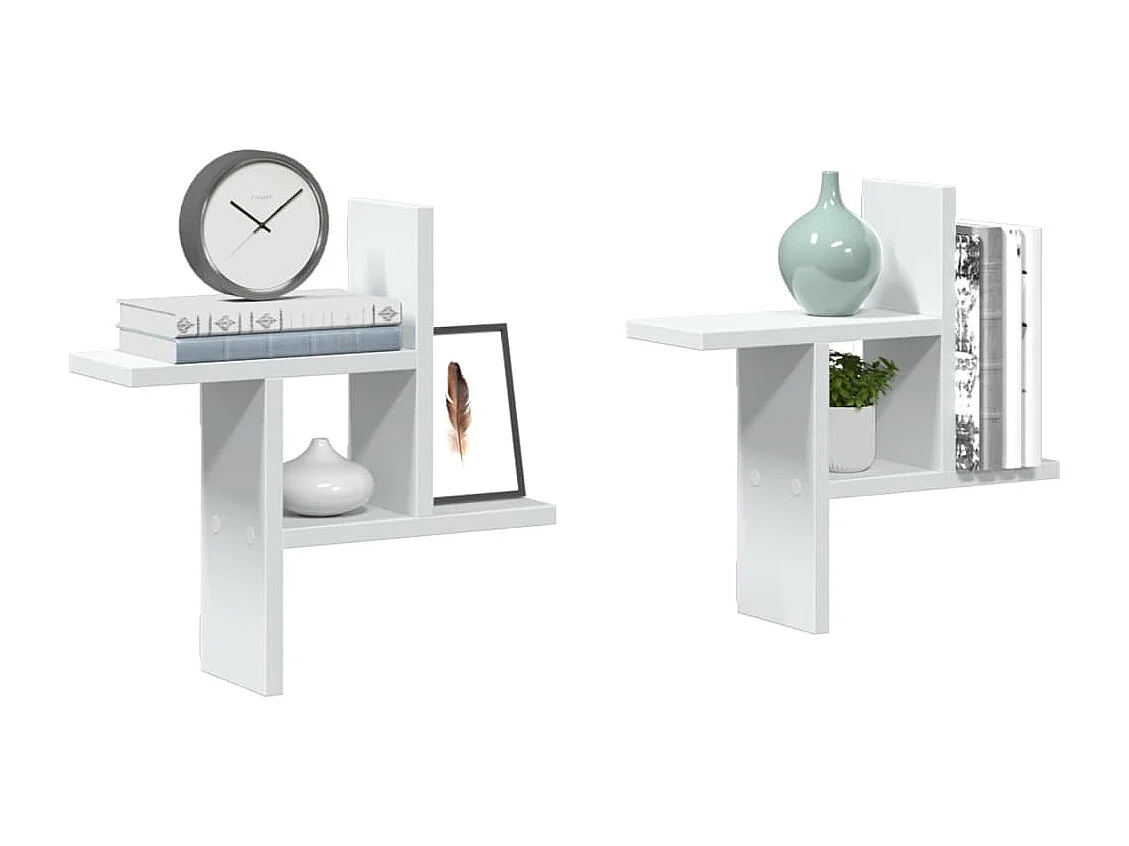 Mensole a Muro 2 pz Bianche 38x12x38 cm in Truciolato