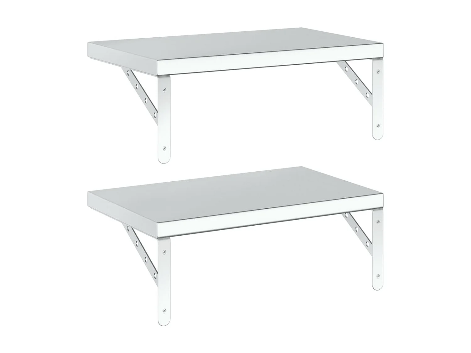 Prateleiras de parede 2 pcs 50x30 cm aço inoxidável prateado
