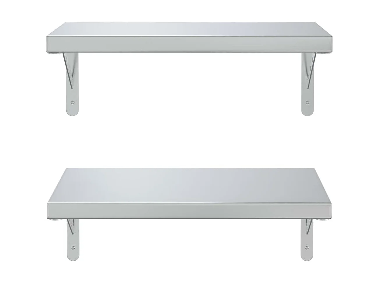 Prateleiras de parede 2 pcs 50x30 cm aço inoxidável prateado