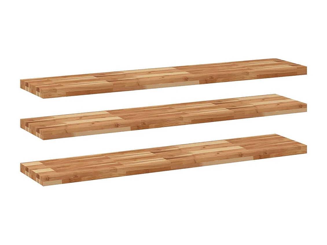 Estante flotante 3 uds madera acacia acabado aceite 160x30x4 cm