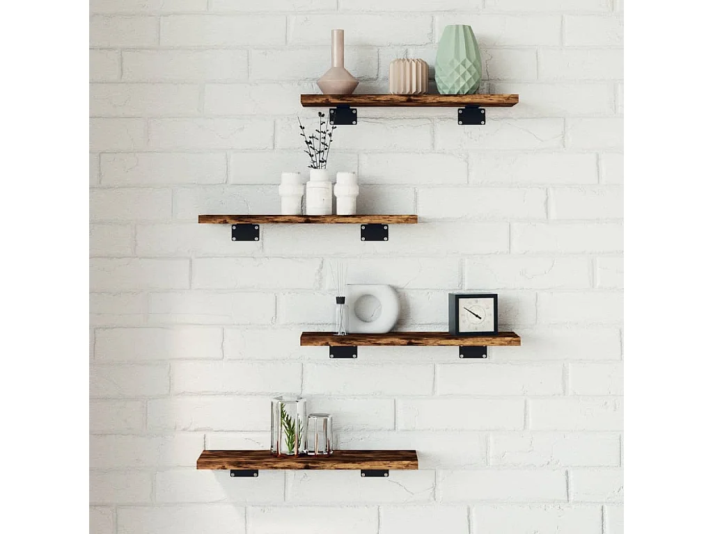 Estantes pared 4 uds madera ingeniería roble humo 40x10x1,5 cm