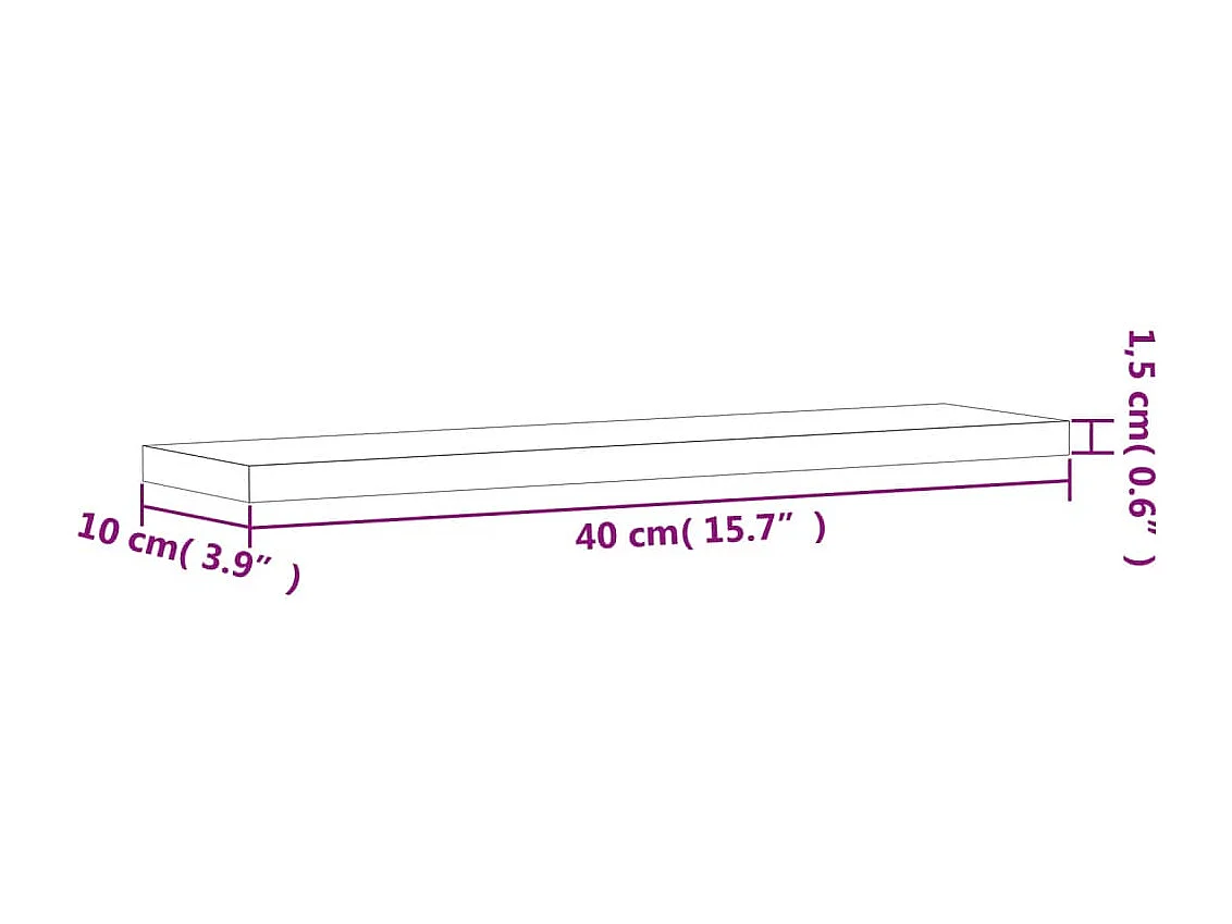 Estantes pared 4 uds madera ingeniería roble humo 40x10x1,5 cm