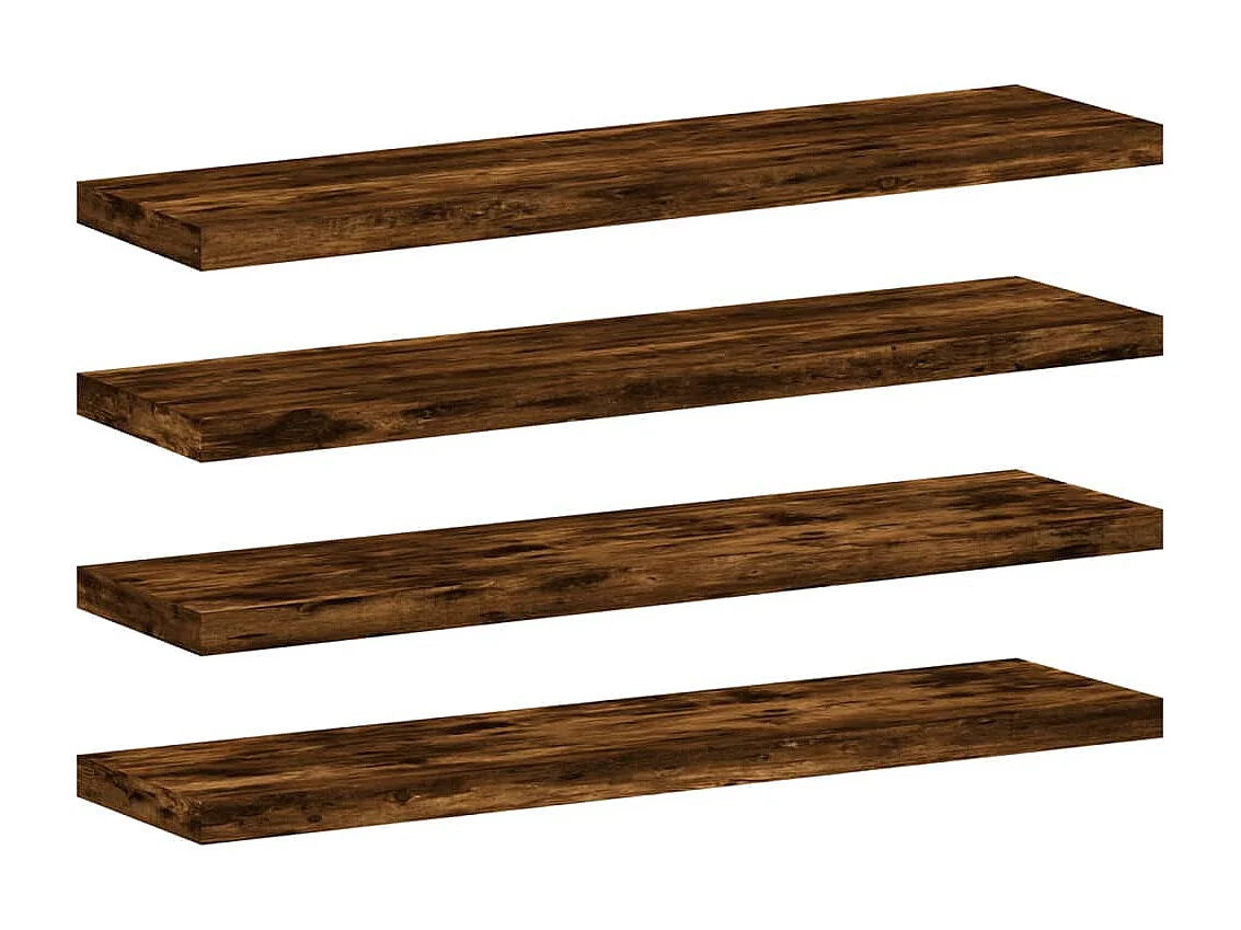 Estantes pared 4 uds madera ingeniería roble humo 40x10x1,5 cm