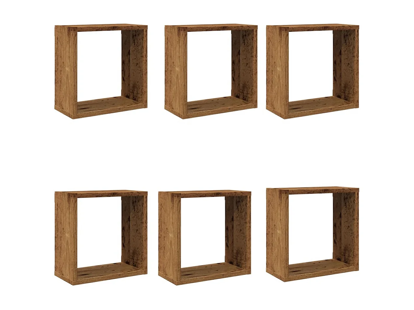 Estantes cubo de pared 6 uds madera envejecida 30x15x30 cm