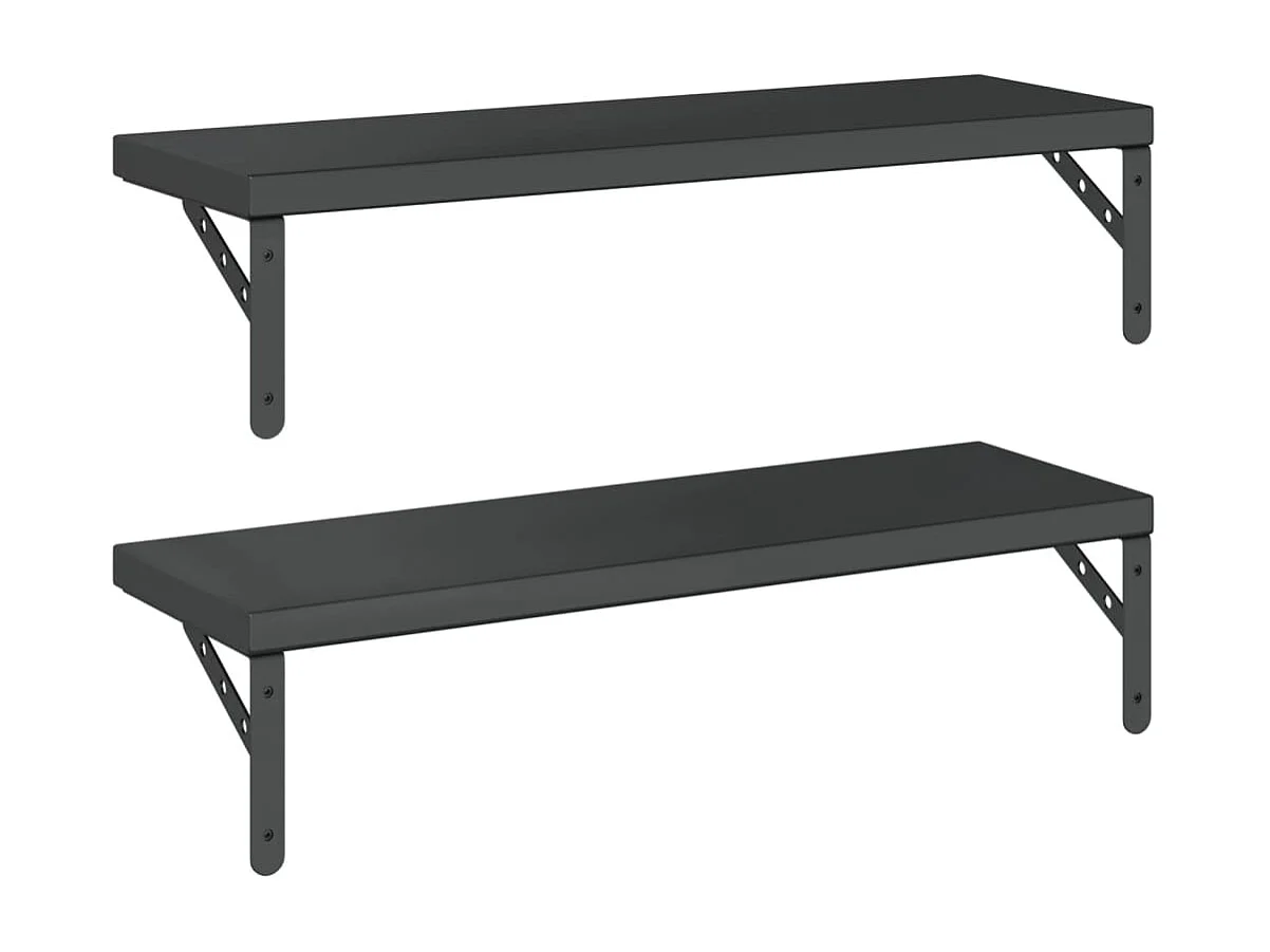 Prateleiras de parede 2 pcs 75x23,5 cm aço inoxidável prateado