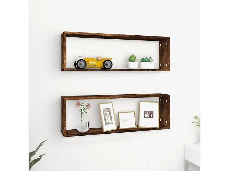 Étagères murales cubiques 2 pcs Chêne fumé 80x15x26,5 cm