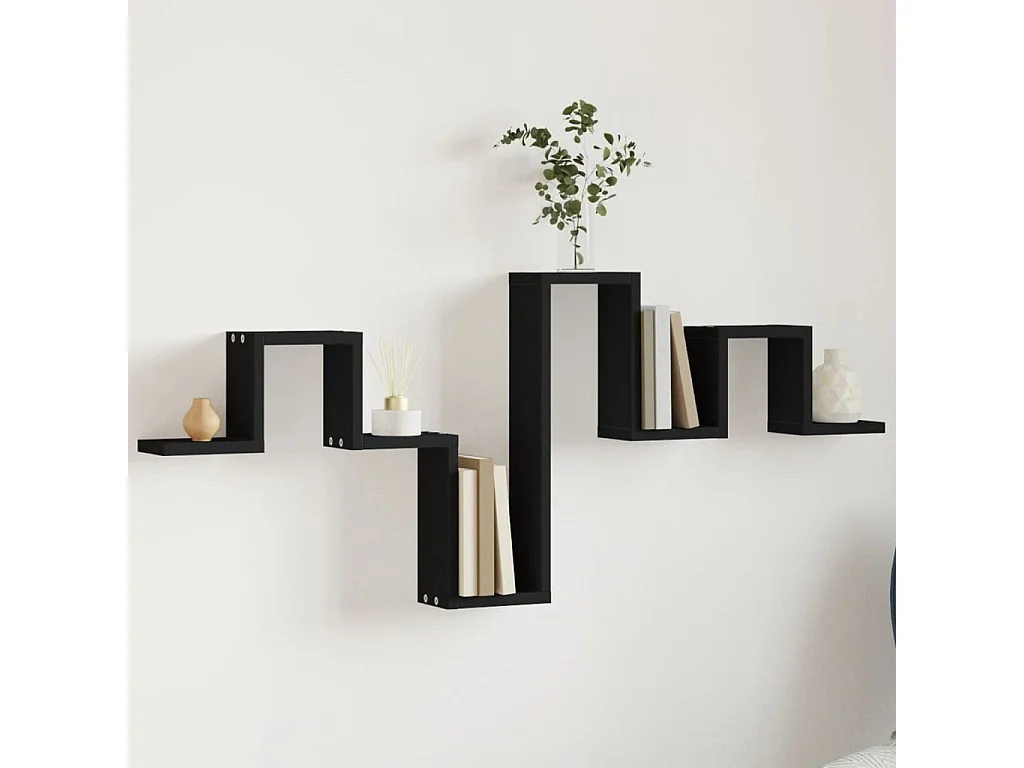 Scaffale a Parete Nero 104,5x10x43 cm in Legno Multistrato