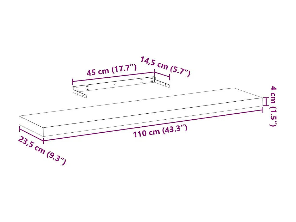 Prateleiras flutuantes 4 pcs 110x23,5x4 cm derivados de madeira