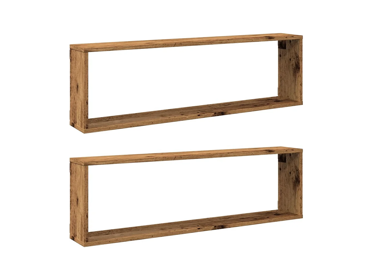 Wandschappen kubus 2 st 100x15x30 cm bewerkt hout oud hout