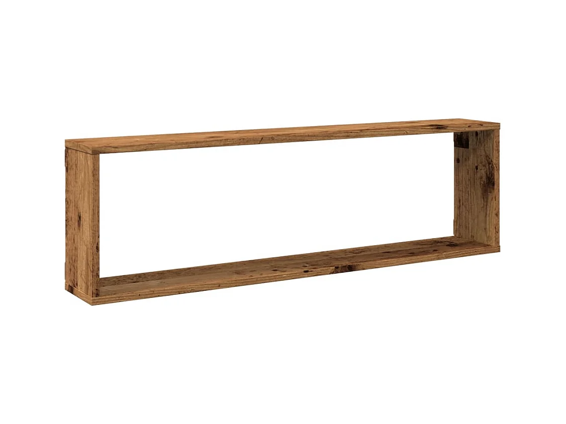 Wandschappen kubus 2 st 100x15x30 cm bewerkt hout oud hout