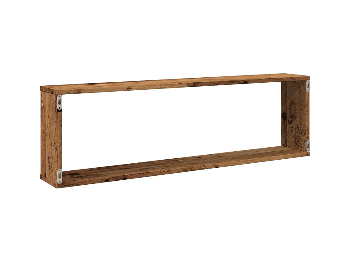 Wandschappen kubus 2 st 100x15x30 cm bewerkt hout oud hout