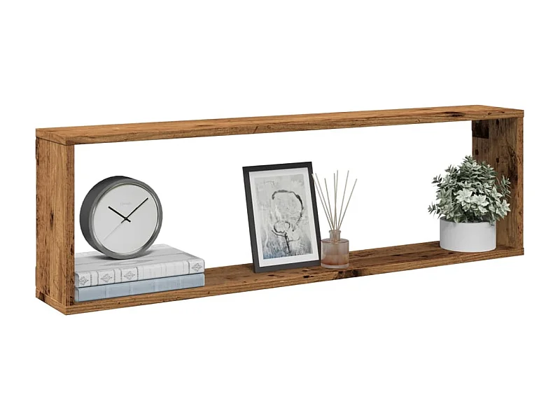 Wandschappen kubus 2 st 100x15x30 cm bewerkt hout oud hout