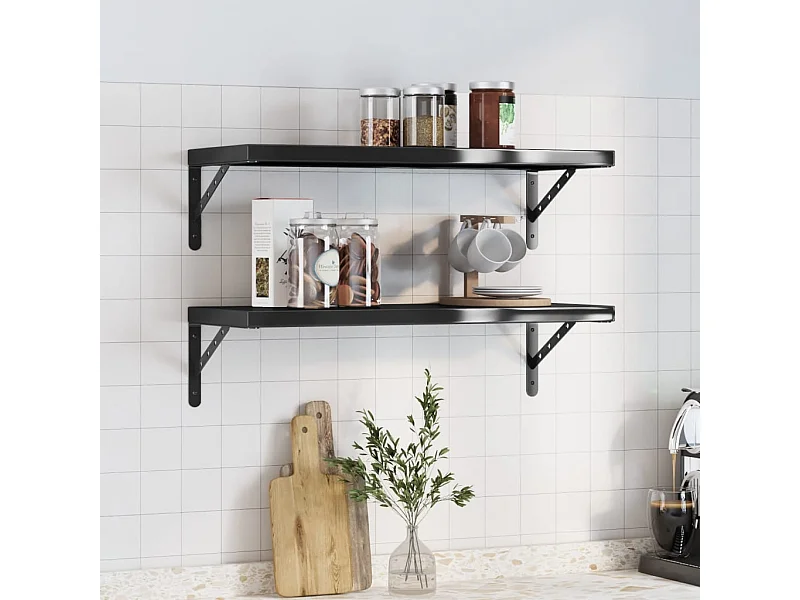 Prateleiras de parede 2 pcs 75x30x3 cm aço inoxidável prateado