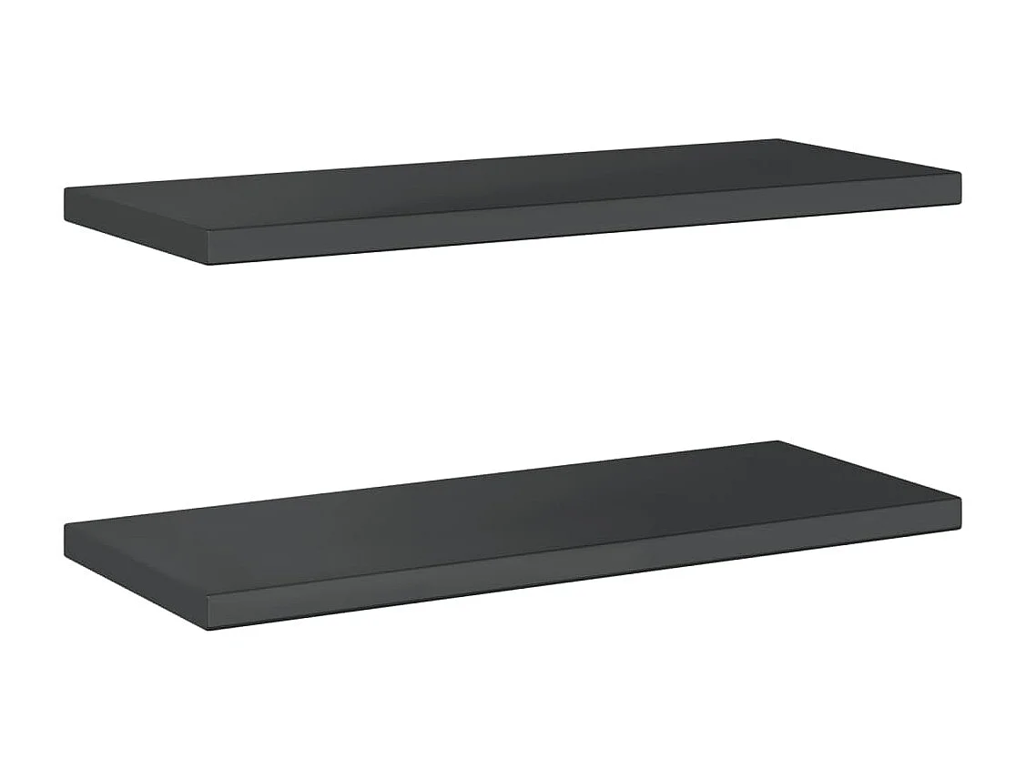 Estantes de pared 2 uds acero inoxidable negro 75x30x3 cm