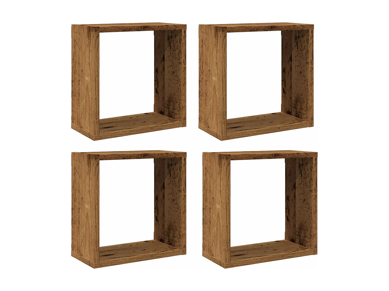 Étagères cube murales 4 pcs vieux bois 30x15x30 cm