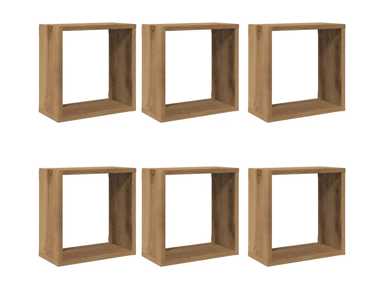 Prateleiras cubo 6 pcs derivados de madeira carvalho artisiano