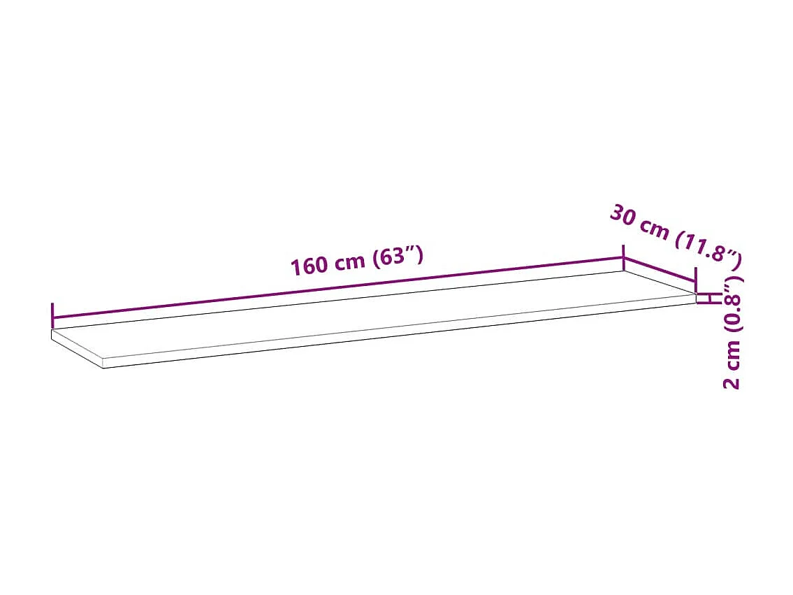 Ripiano a Parete 160x30x2cm Legno Massello Acacia Rifinito Olio
