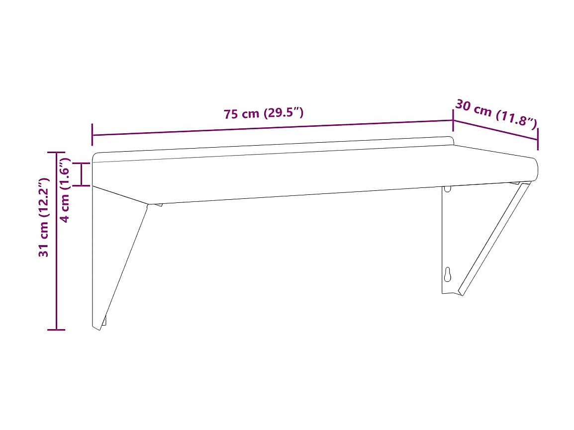 Étagère murale 75x30x31 cm argenté acier inoxydable