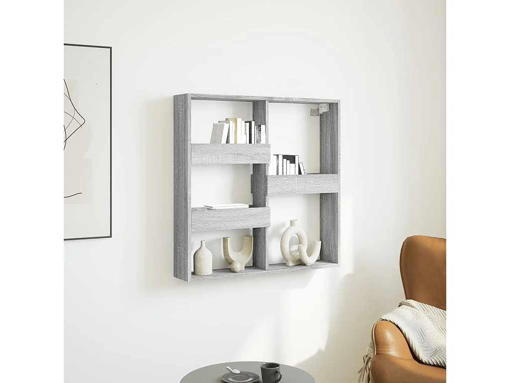 Armadietto a Muro Grigio Sonoma 80x15x80cm in Legno Multistrato