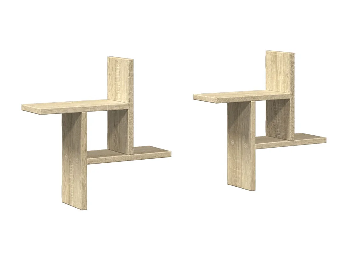 Prateleiras de parede 2 pcs derivados madeira carvalho sonoma