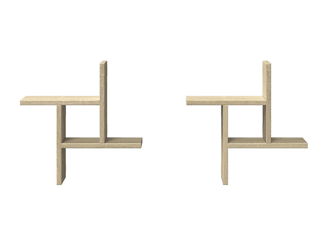 Prateleiras de parede 2 pcs derivados madeira carvalho sonoma